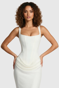 Sculpted Elegant Midi Occasion Dress