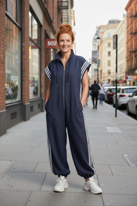 Relaxed Stripe Panel Jumpsuit