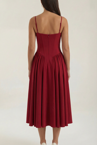 Floral Sweetheart Neck Midi Dress