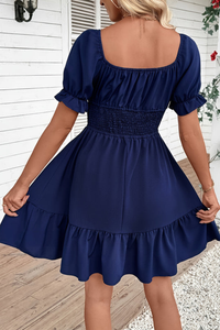 Graceful Pleated Square Neck Midi Dresses