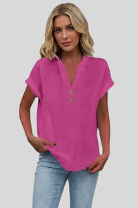 Elegant V Neck Button Blouse