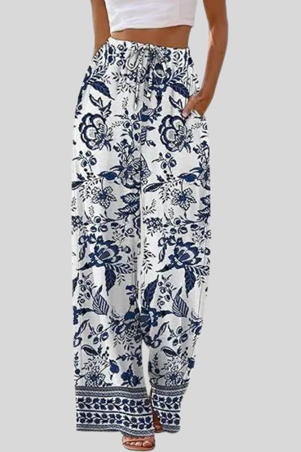 Relaxed Drawstring Wide Leg Pants