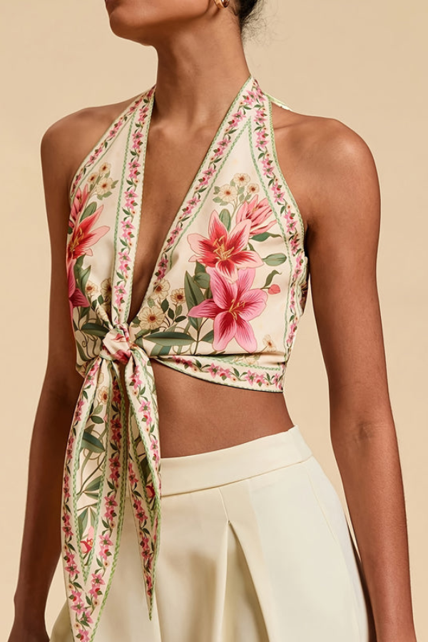 Vibrant Floral Halter Top