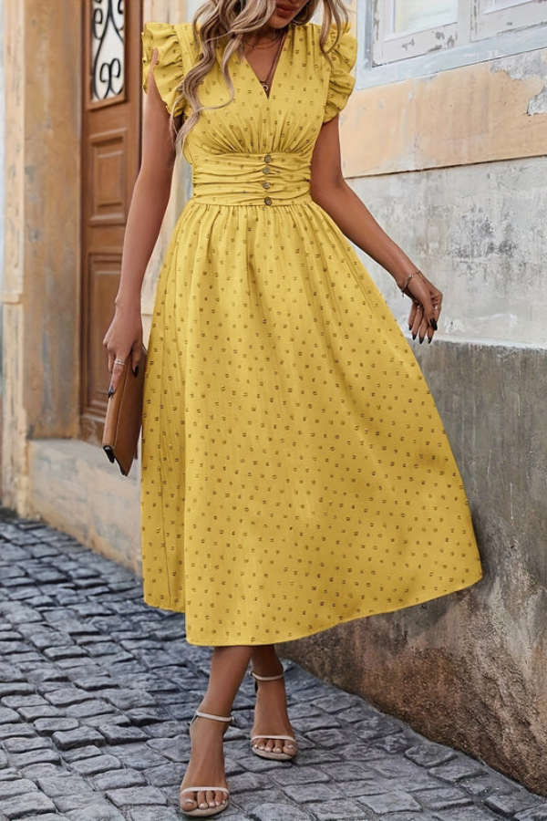 Boho Pleated Midi Dresses Floral