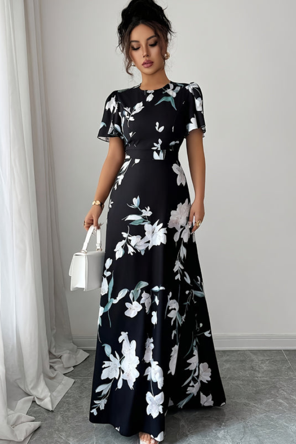 Retro Pleated Midi Dresses Floral