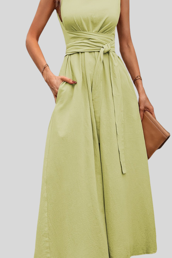 Casual Pleated Halter Neck Midi Dresses