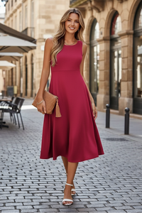 Sleeveless A-Line Midi Dress