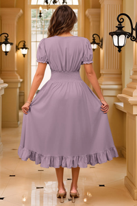 Elegant Pleated Square Neck Midi Dresses