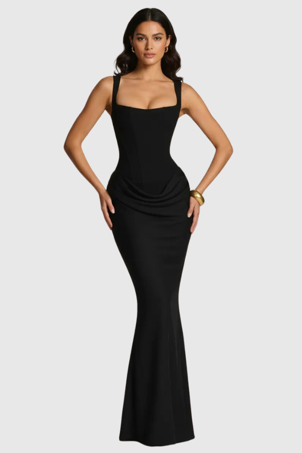 Sculpted Elegant Midi Occasion Dress