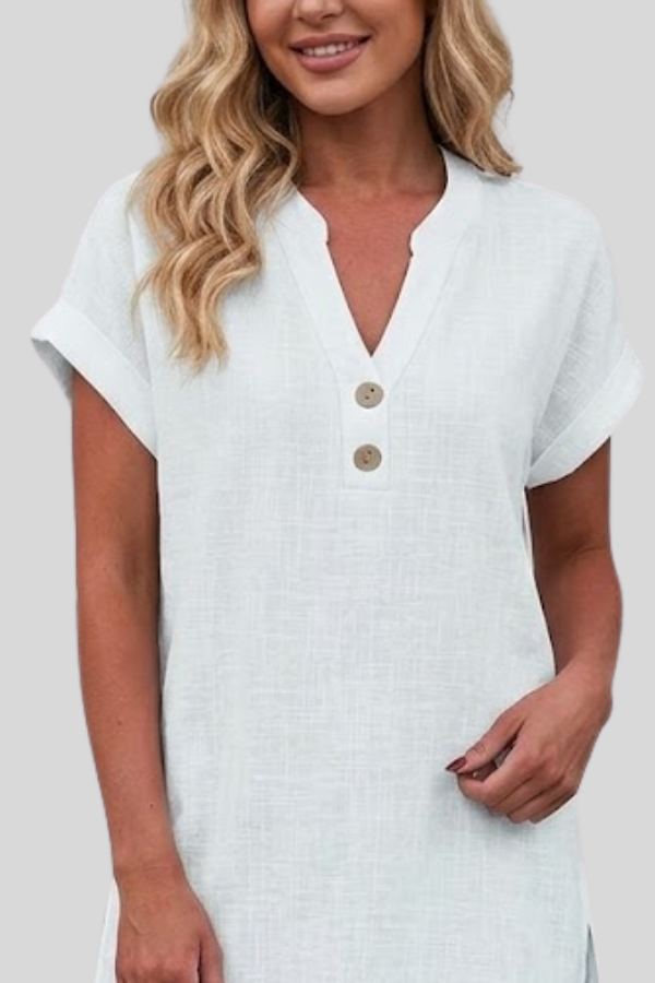 Elegant V Neck Button Blouse