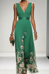 Romantic Floral Chiffon Maxi Dress