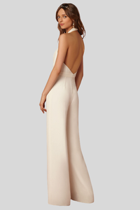 Deep V Neck Wide Leg Jumpsuit