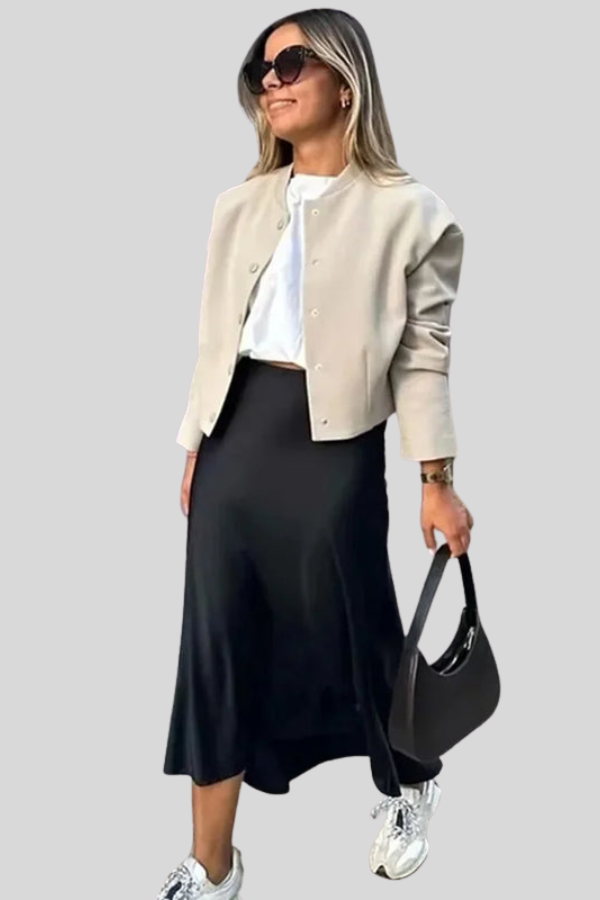 Elegant Satin High Waist Skirt
