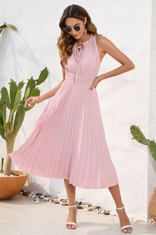 Pleated Halter Neck Dress