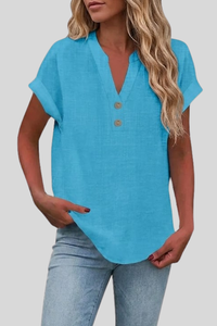 Elegant V Neck Button Blouse
