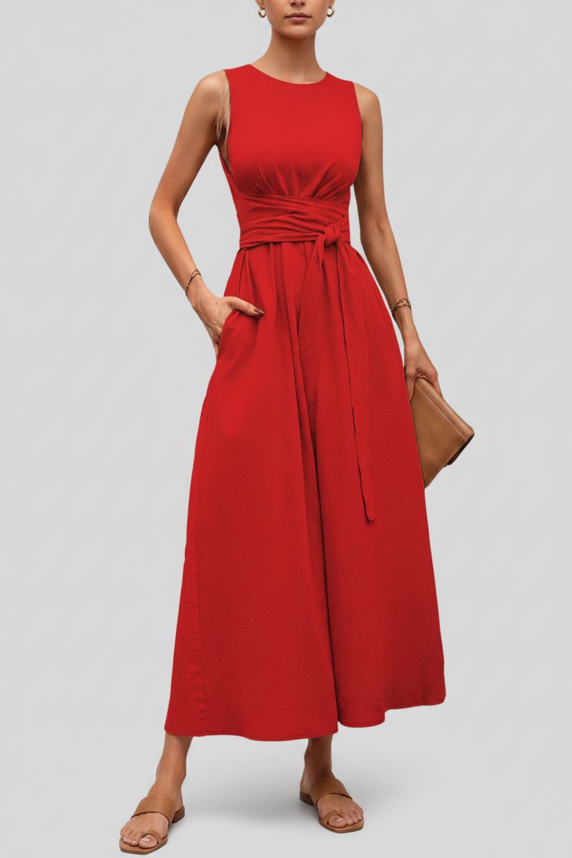 Casual Pleated Square-Neck Midi Dresses