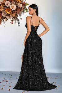 Radiant Sequin Backless Maxi Dress