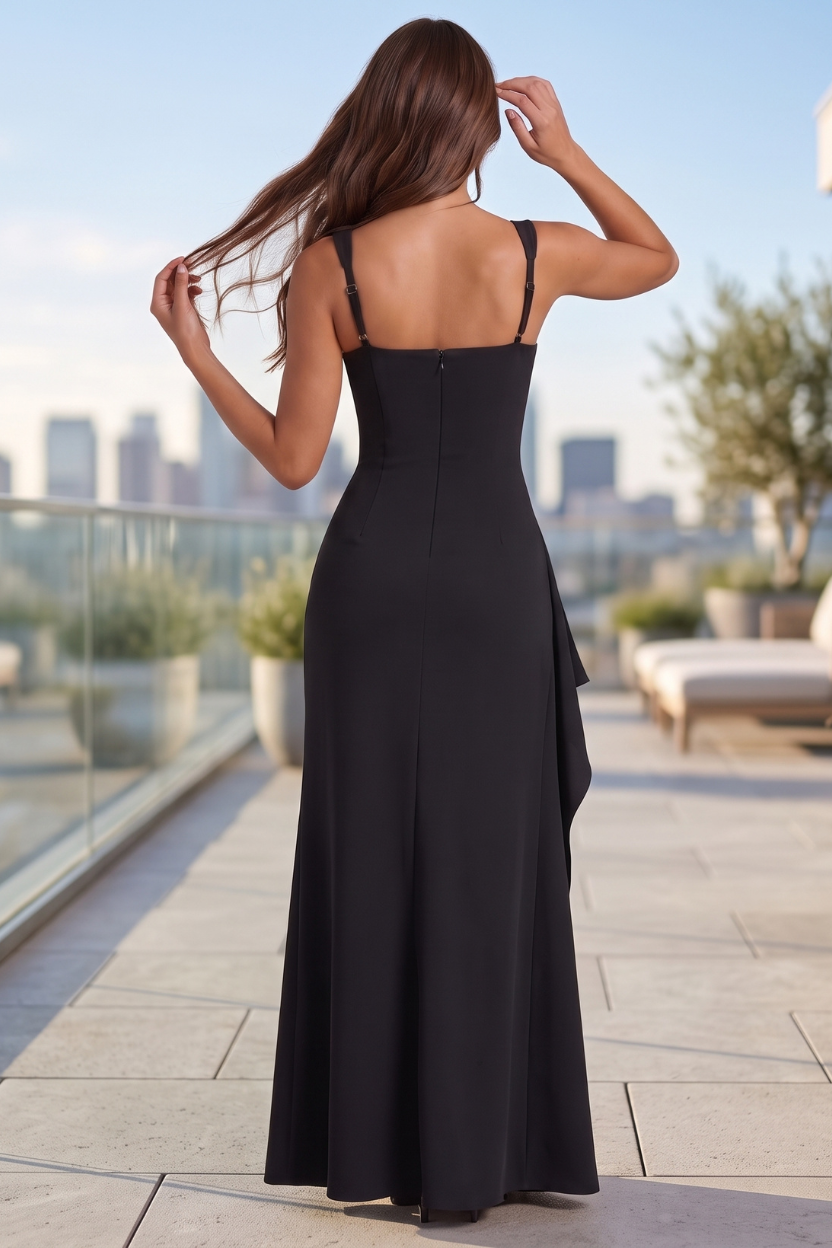 Moderne Grace Schlitz-Maxi-Kleid