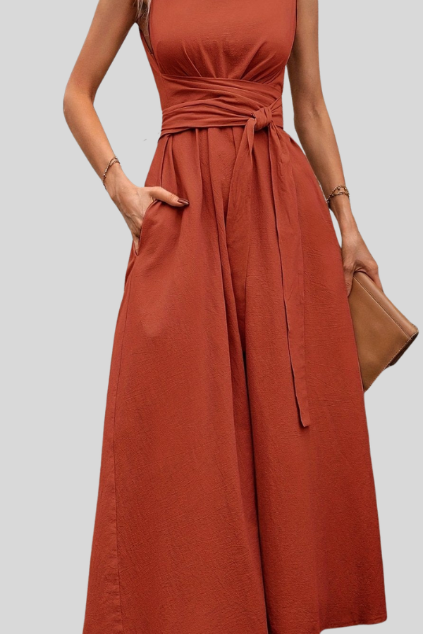 Casual Pleated Halter Neck Midi Dresses