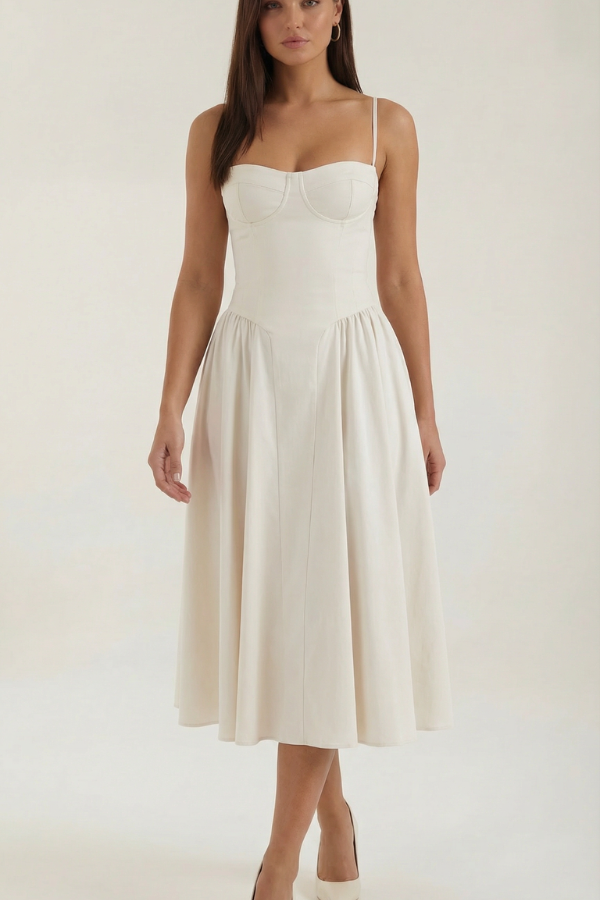 Floral Sweetheart Neck Midi Dress