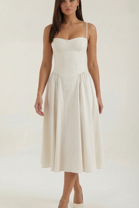 Floral Sweetheart Neck Midi Dress
