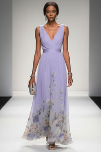 Romantic Floral Chiffon Maxi Dress