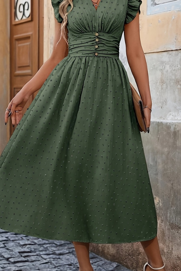 Boho Pleated Midi Dresses Floral