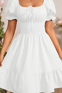 Graceful Pleated Square Neck Midi Dresses