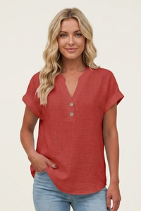 Elegant V Neck Button Blouse