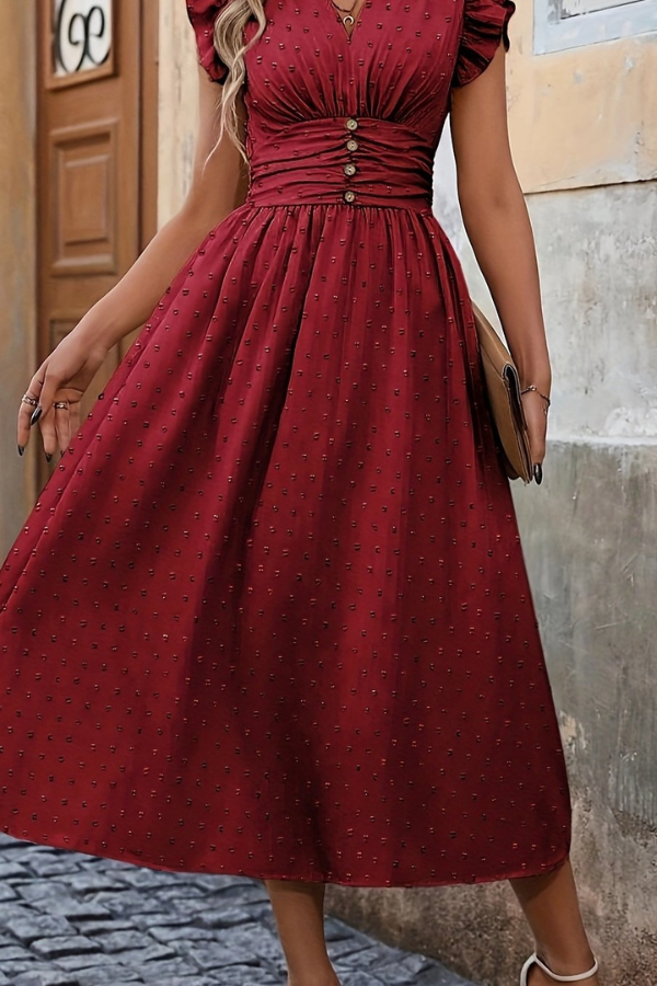 Boho Pleated Midi Dresses Floral