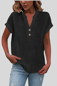Elegant V Neck Button Blouse