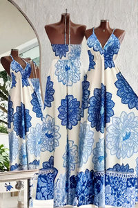 Women'S Halter Neck Floral Print Maxi Dress