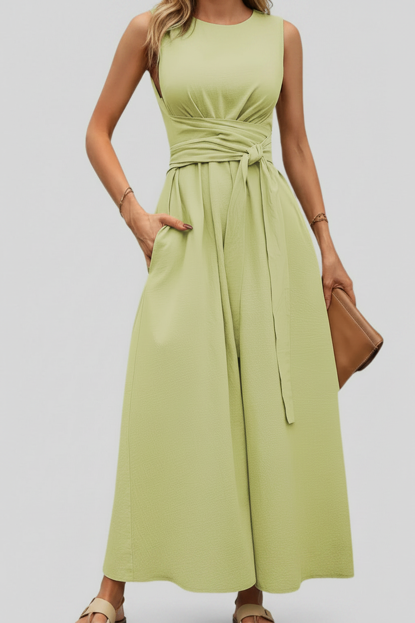 Casual Pleated Square-Neck Midi Dresses