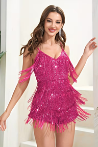 Sequined Fringe Romper