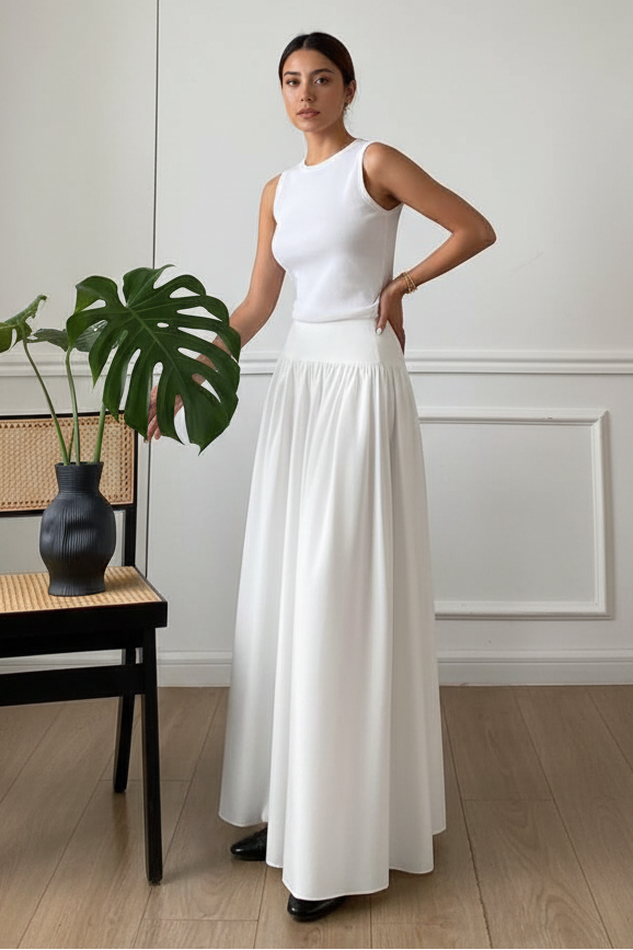 Elegant High Waist Skirt with Graceful Flowing Silhouette