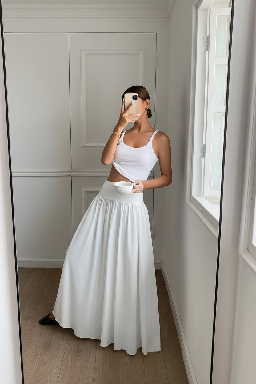Elegant High Waist Skirt with Graceful Flowing Silhouette