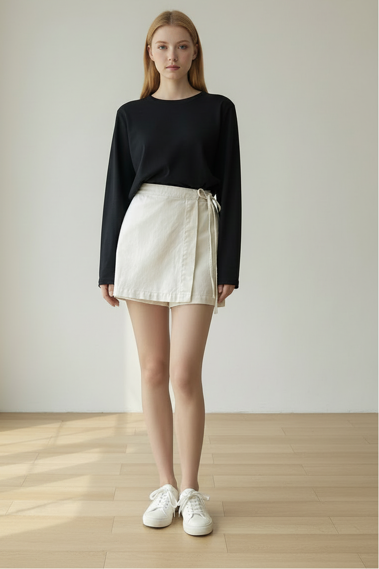 High Waist Skorts with Chic Wrap Design Detail