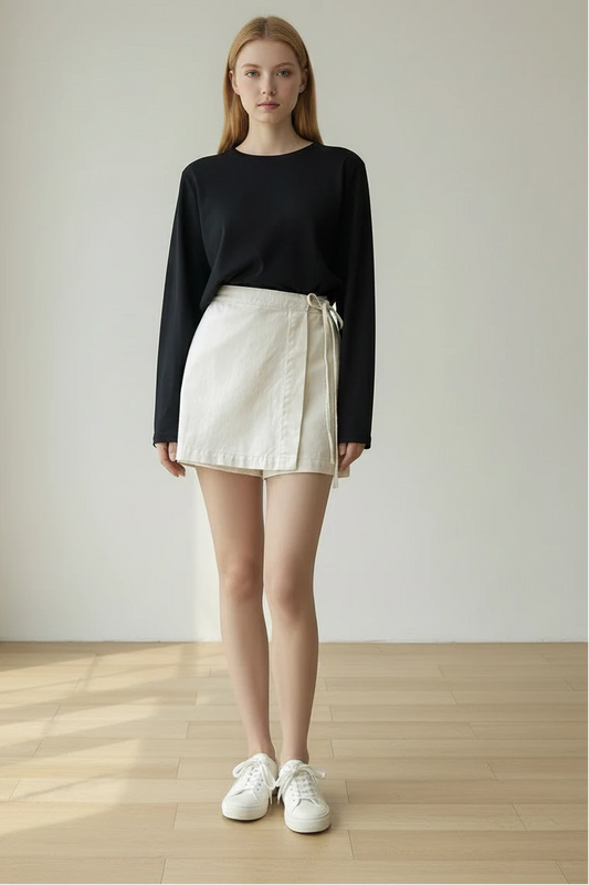 Hoch taillierte Skorts mit schickem Wickeldesign