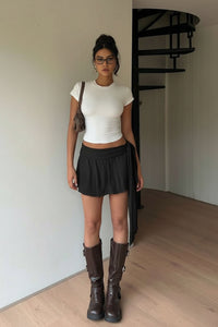 Casual Vacation Mini Skirt with Elegant Wrap Design