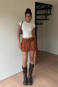 Casual Vacation Mini Skirt with Elegant Wrap Design