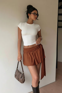 Casual Vacation Mini Skirt with Elegant Wrap Design