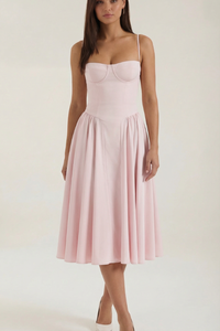 Floral Sweetheart Neck Midi Dress
