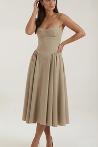 Floral Sweetheart Neck Midi Dress