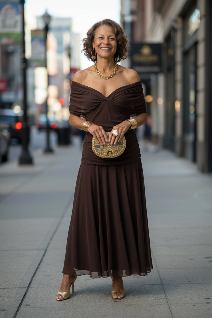 Warm Off Shoulder Midi Dress