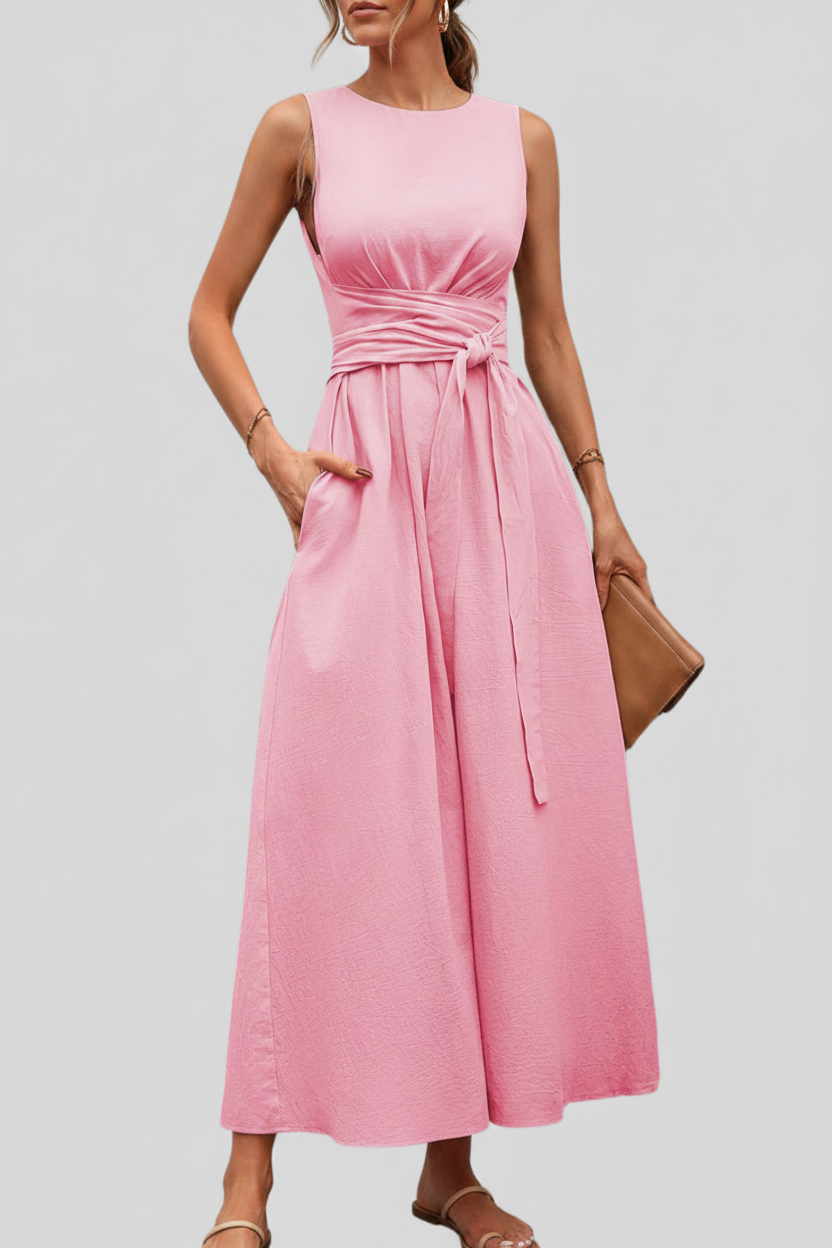 Casual Pleated Square-Neck Midi Dresses