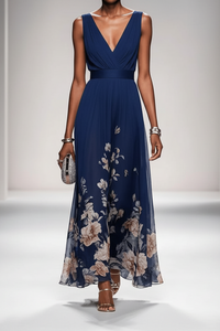 Romantic Floral Chiffon Maxi Dress
