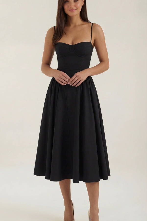 Floral Sweetheart Neck Midi Dress