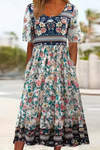 Boho Colorblock Floral Maxi Dress With Pockets