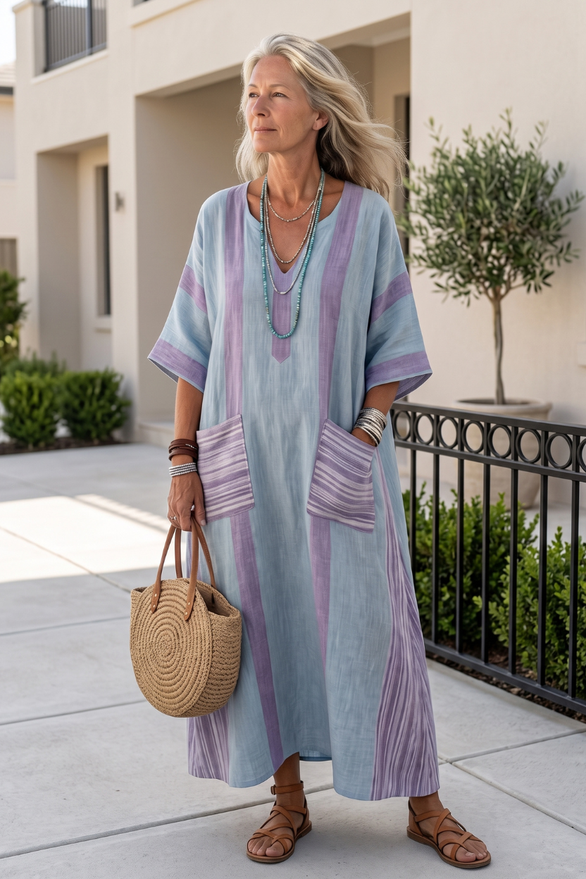 Flowing Pocket Detail Midi Dress