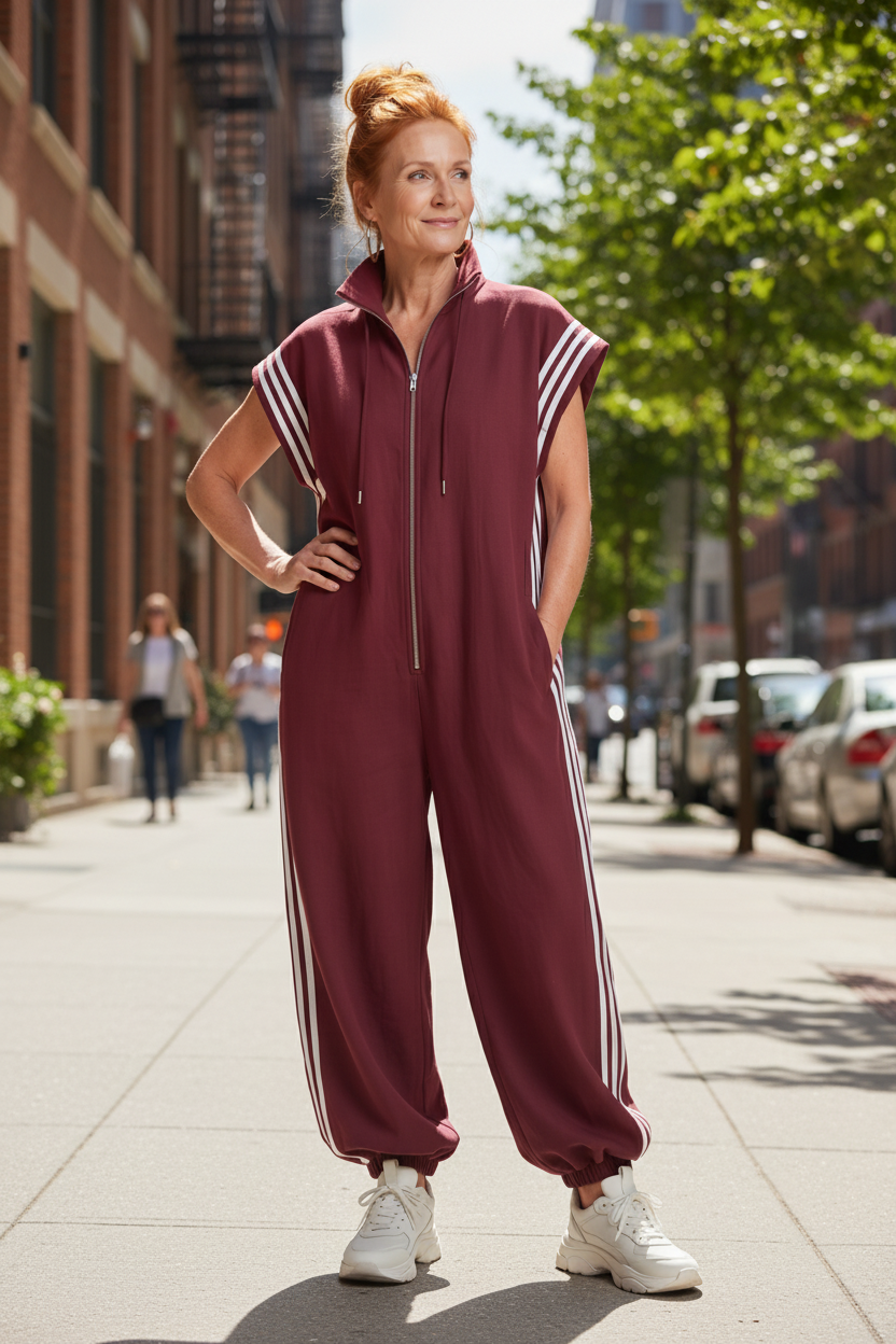Relaxed Stripe Panel Jumpsuit